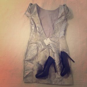 Ladakh backless silver cocktail dress